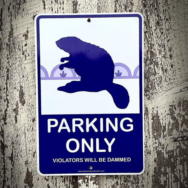 Metal Beaver Parking Sign Tuscarora WoodWorks