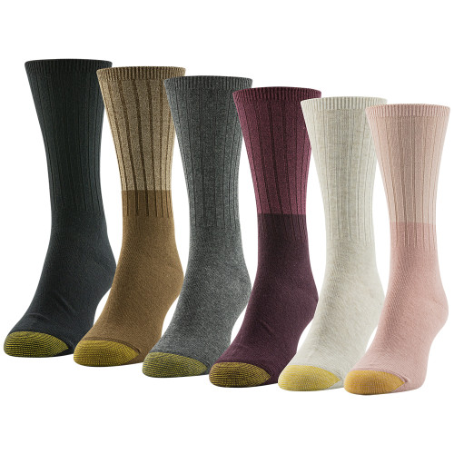 GOLDTOE® Women's Casual Ribbed Crew Socks (Assorted)