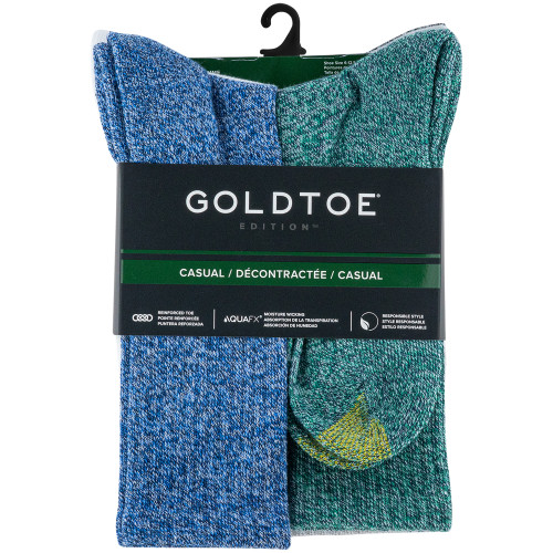 GOLDTOE Edition Men's Casual Argyle Crew Socks, 6-Pack (Blue / Green)