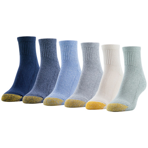 GOLDTOE Edition Women's Half Cushion Quarter Socks, 6-Pack (Sage)