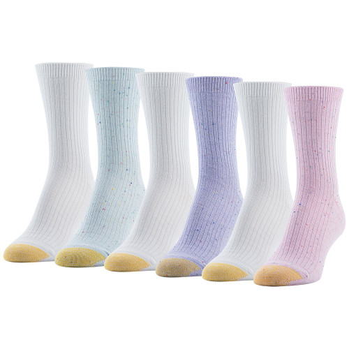 GOLDTOE Edition Women's Modern Mid-Crew Socks, 6-Pack (Washed Pink)