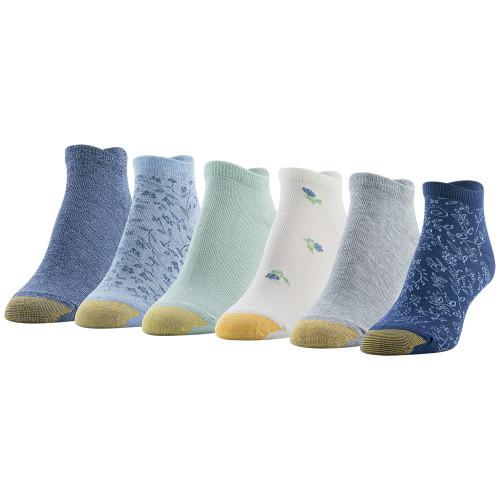 GOLDTOE Edition Womens Scroll Floral Liner Socks, 6 Pairs (Navy)