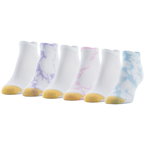 GOLDTOE Edition Womens Tie Dye Liner Socks, 6 Pairs (White / Light Blue)