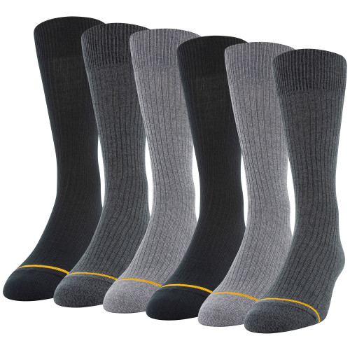 GOLDTOE Signature Collection Men's Repreve All Season Rib Crew Socks (Black / Dark Grey / Grey)