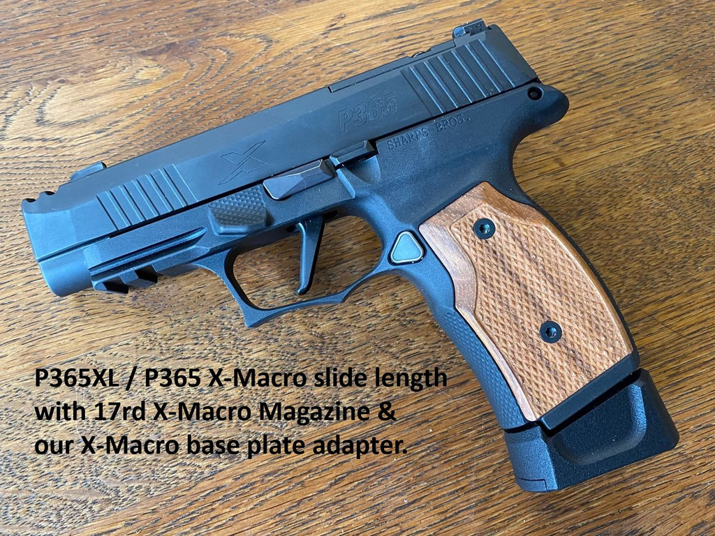 SBGM01-G2. Sharps Bros grip module for the P365X / P365XL - black anodize with Brazilian Cherry grips