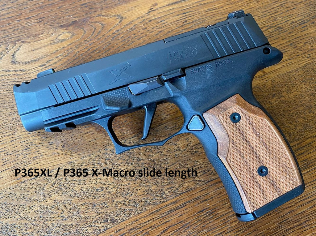 SBGM01-G2. Sharps Bros grip module for the P365X / P365XL - black anodize with Brazilian Cherry grips