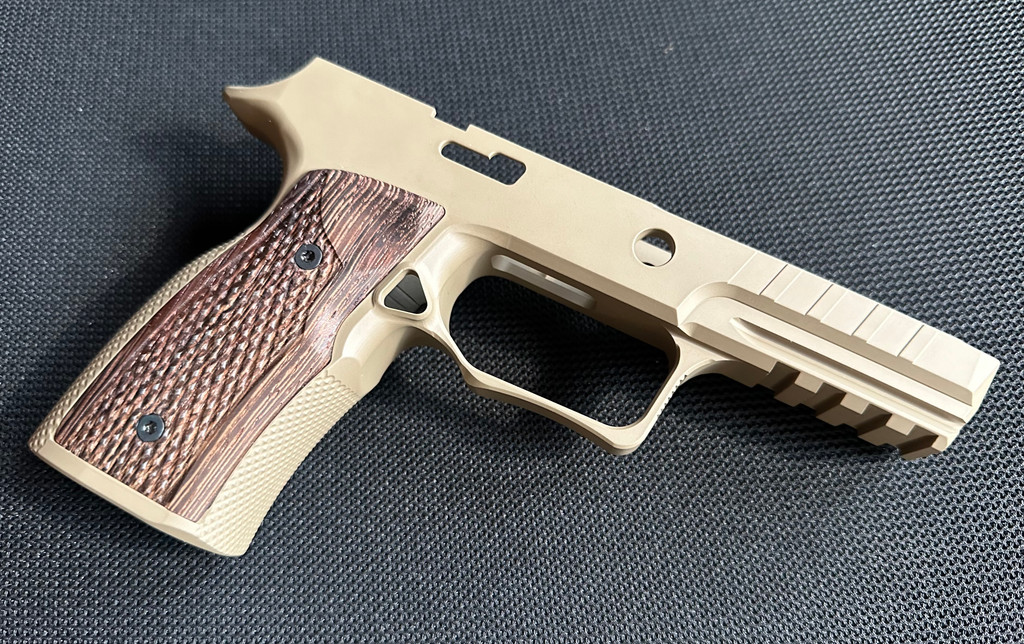 SBGM10. Sharps 320 Improved grip module (P320) FDE with Wenge grips