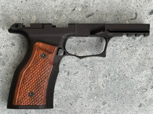 SBGM07-G3. Sharps Bros grip module for the P365 XMacro - black anodize with Brazilian Cherry grips - Manual Safety Cut
