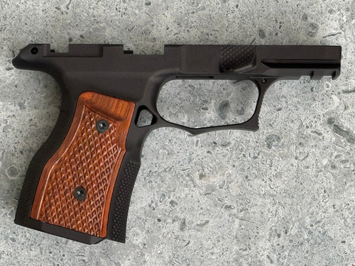 SBGM02-G3. Sharps Bros grip module for the P365X / P365XL - Black anodize with Brazilian Cherry Grips - Manual Safety Cut