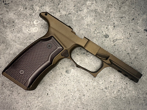 SBGM14-G2. Sharps Bros grip module for the P365 XMacro - Bronze w/Black Aluminum Grips