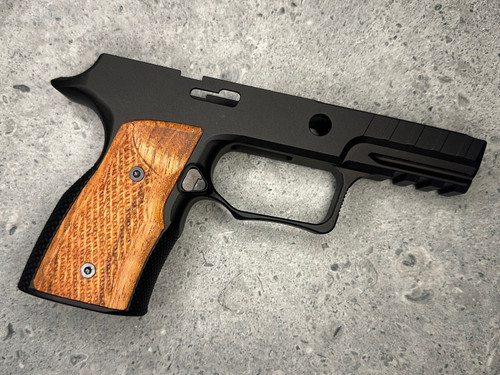 SBGM23. Sharps Bros grip module for the P320 *Compact* - Black anodize with Brazilian Cherry grips