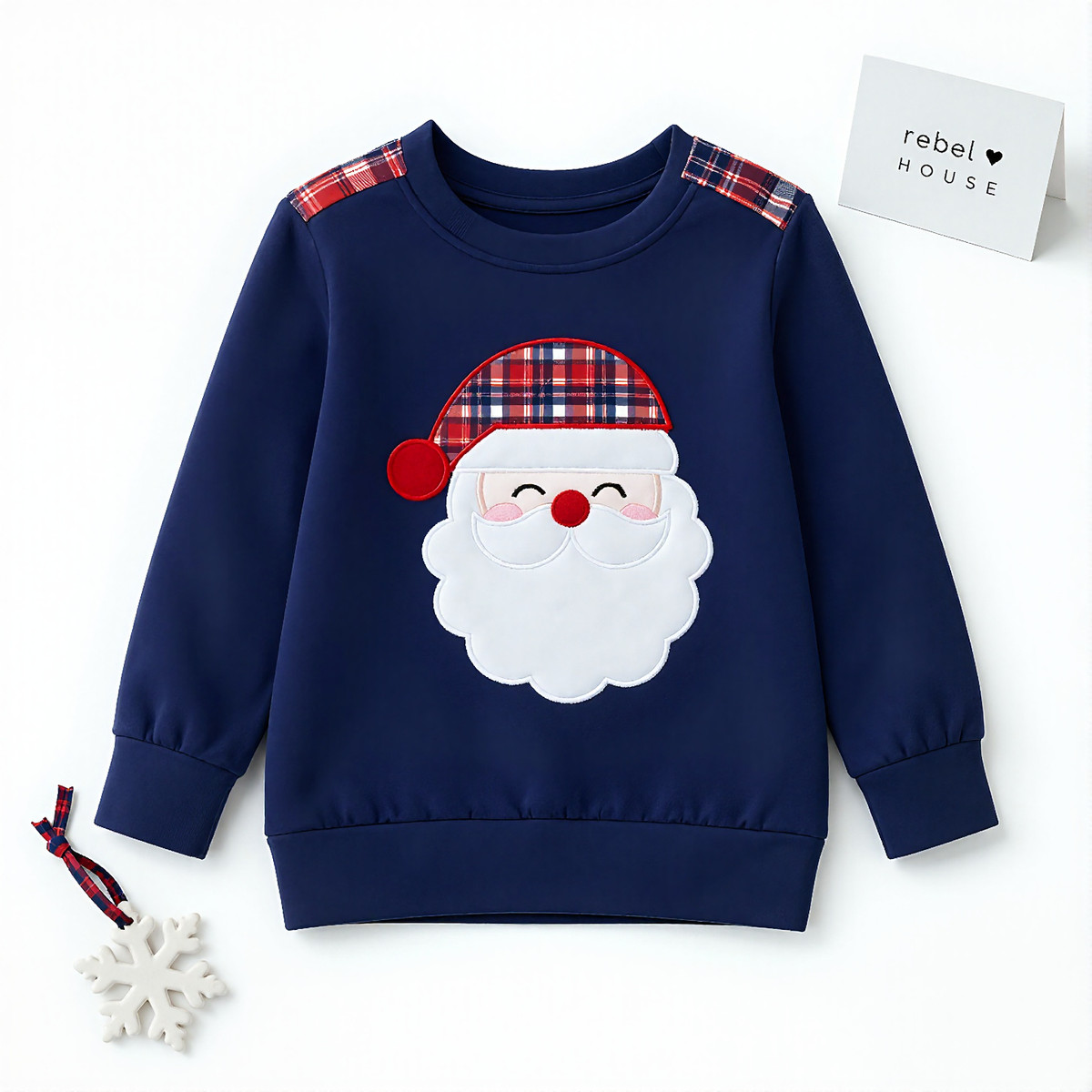 Santa Smiles Plaid Sweatshirt
