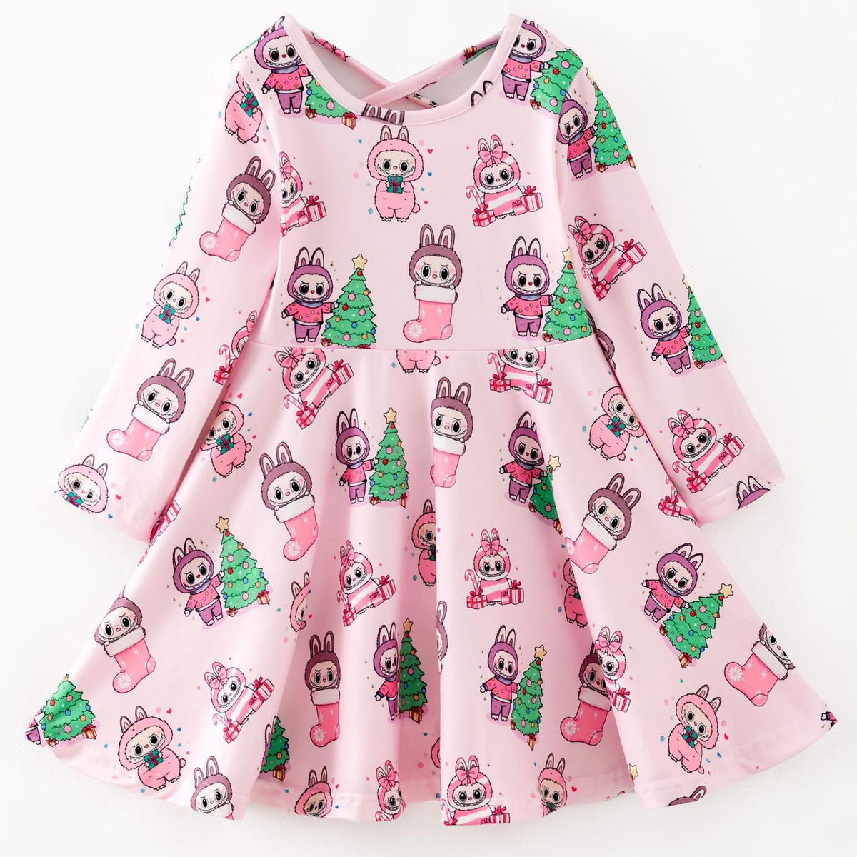 Pinkmas Monsters Twirl Dress