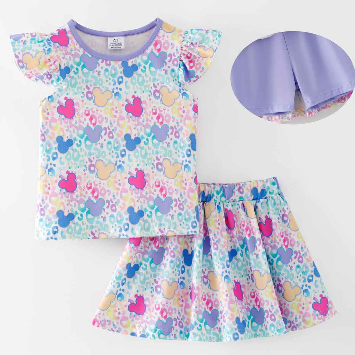 Pastel Safari Mouse Skort Set | Size 14/16