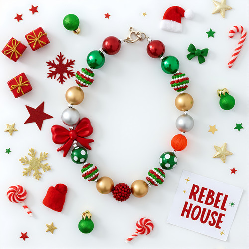 Holiday Bow & Baubles Necklace