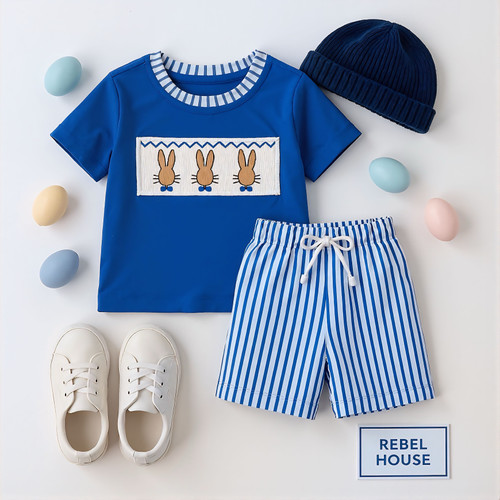 Blue Bunny Bowtie Set