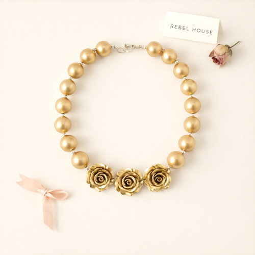 Golden Rose Trio Necklace