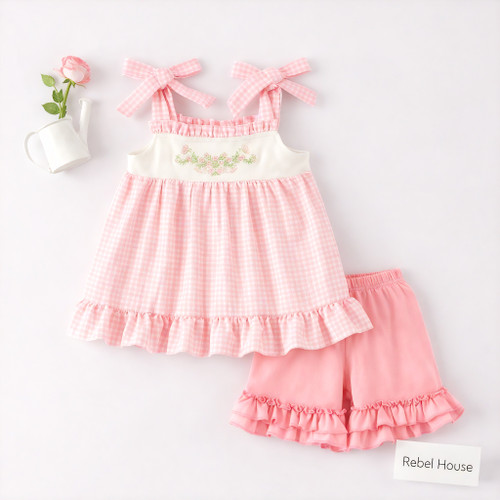 Pink Gingham Garden Set,