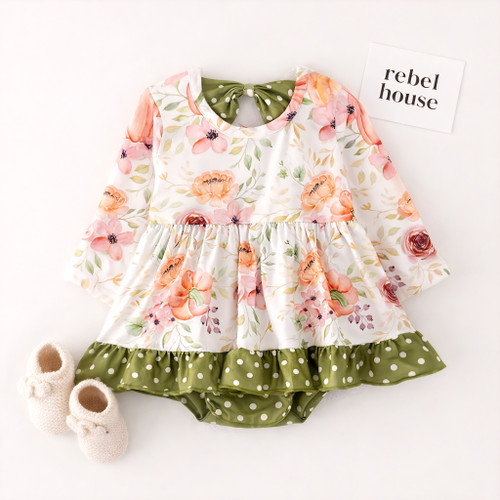 Olive Petal Romper