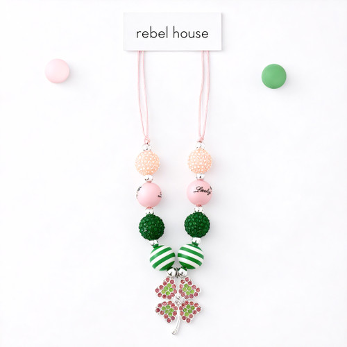 Pink Shamrock Necklace