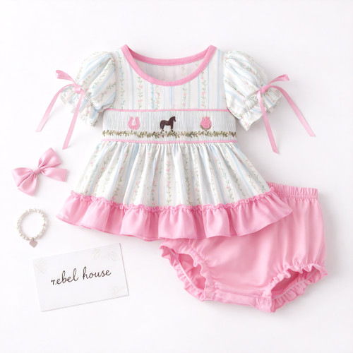 Petals & Ponies Smocked Bloomer Set