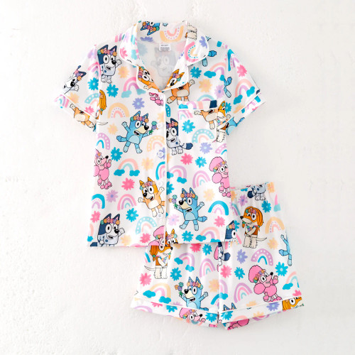 Bluey Floral Button-Down Pajamas