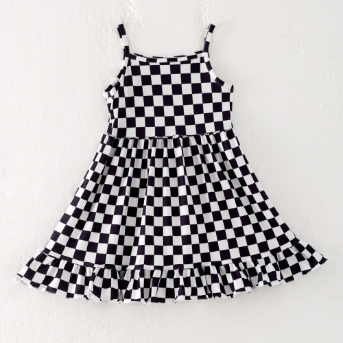 Checkered Ruffle Cami Dress