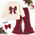 Tartan Bow Ruffle Flare Pant Set