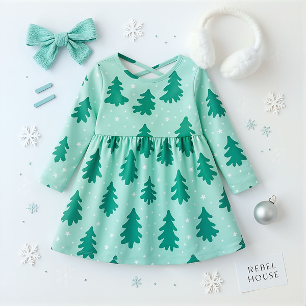Minty Pines Twirl Dress