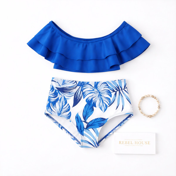 Blue Tide Ruffle Swim Set