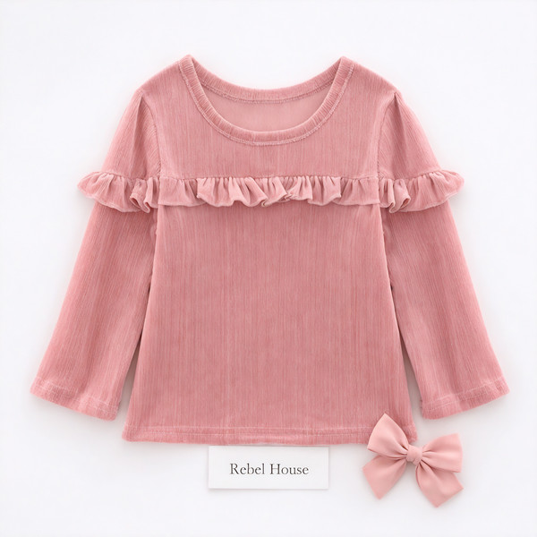 Blush Velvet Ruffle Top