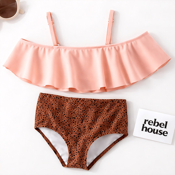 Sunset Spotted Ruffle Two-Piece