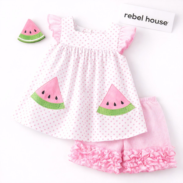Watermelon Polka Dot Short Set