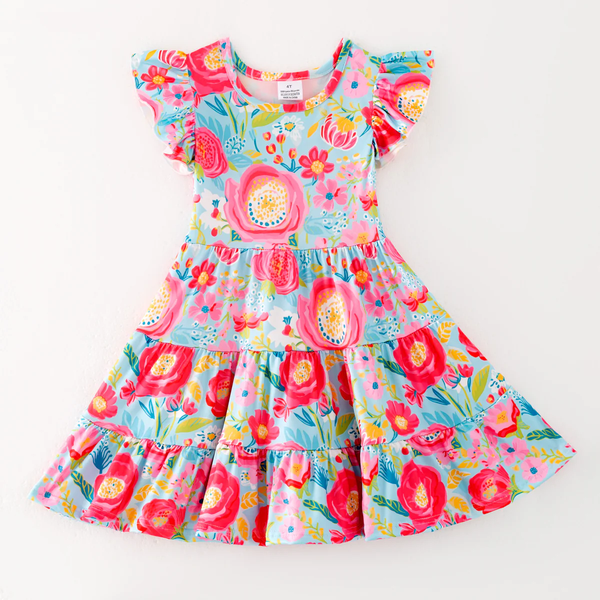 Petals & Palms Ruffle Dress