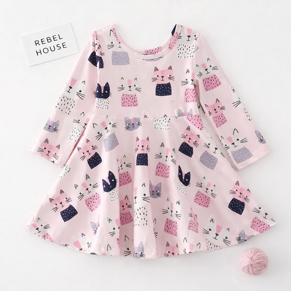 Kitten Confetti Twirl Dress