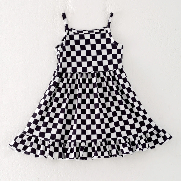 Checkered Ruffle Cami Dress