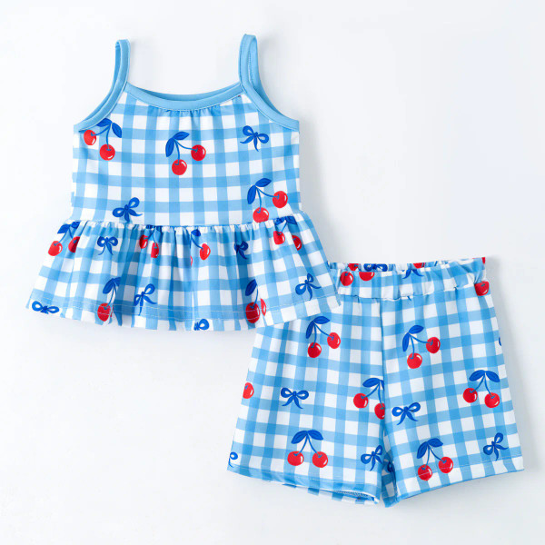 Gingham Cherry Peplum Set