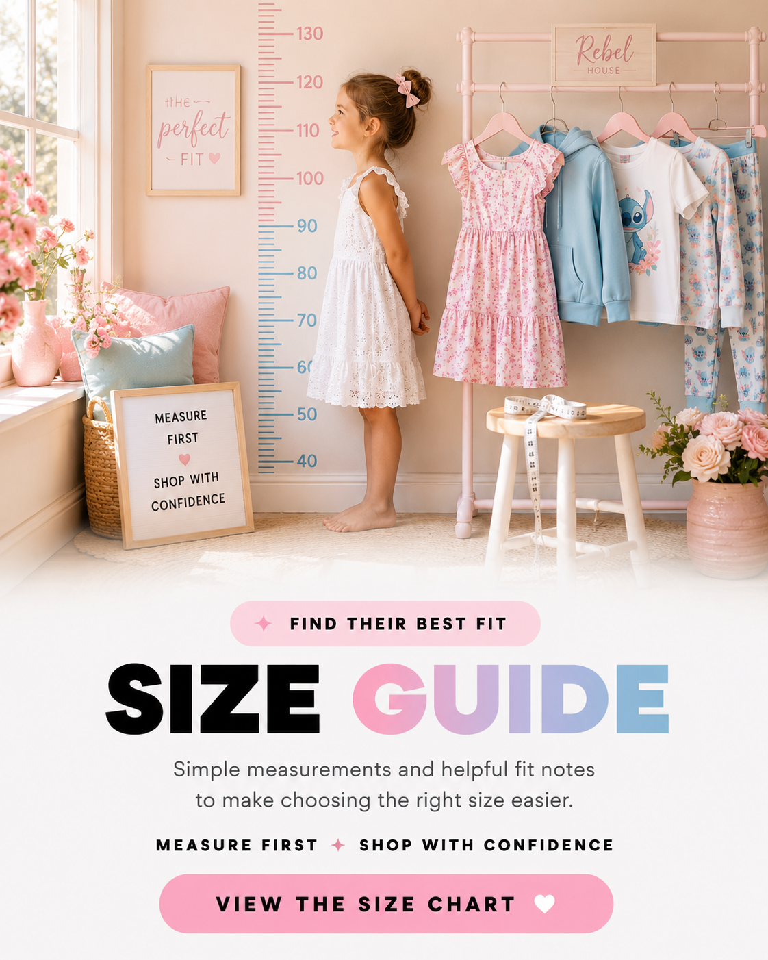 Rebel House size guide to help find the best fit