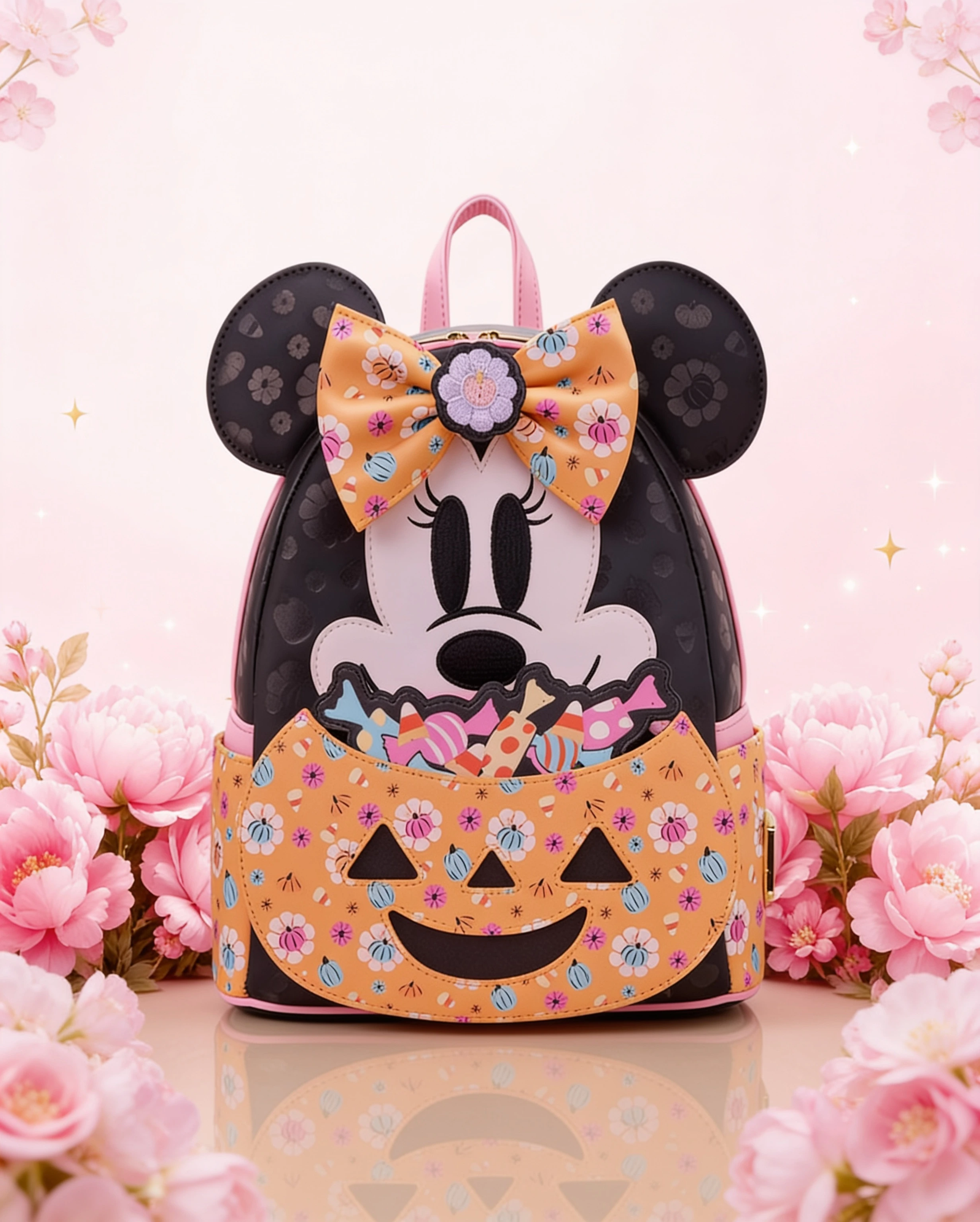 Minnie Mouse Cosplay Floral Pumpkin Glow Loungefly mini backpack