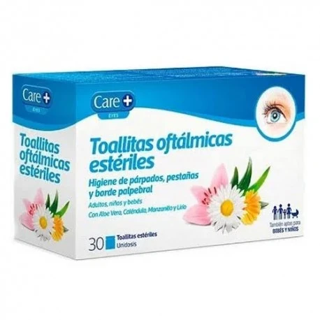Care+ toallitas oftálmicas estériles 30 toallitas