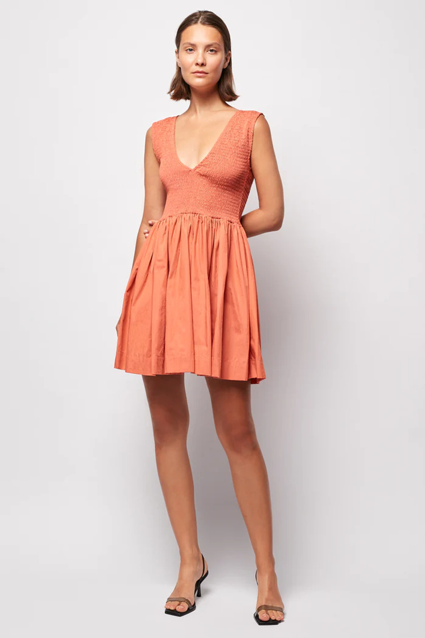 Orange V-Neck Short Dress