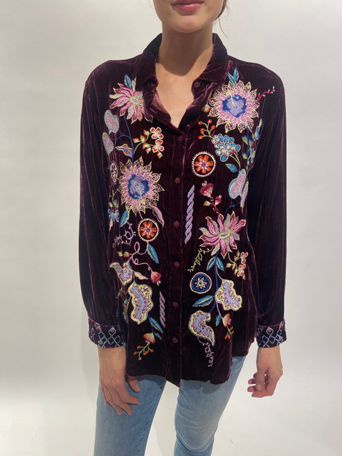 Pacifica Velvet Oversized Shirt - Egg Plant 