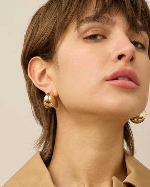 Nouveaux Puff Earrings - Polished Gold