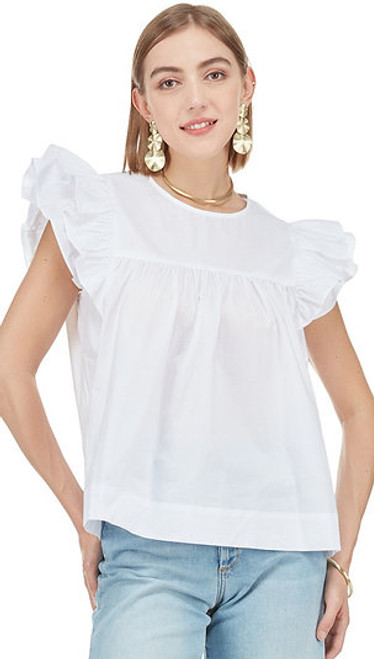 Ruffle Sleeve Top - White 