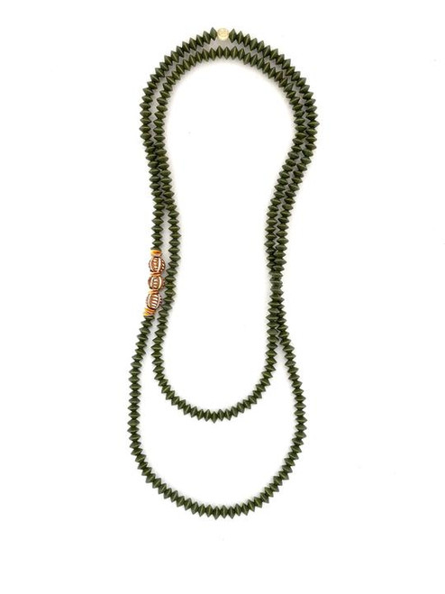 Long Wrap Necklace - Green/Natural