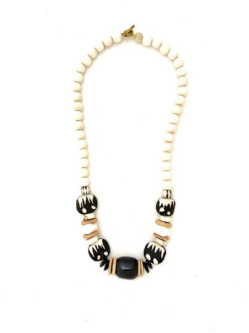Classic Bead Necklace - White/BW/Black