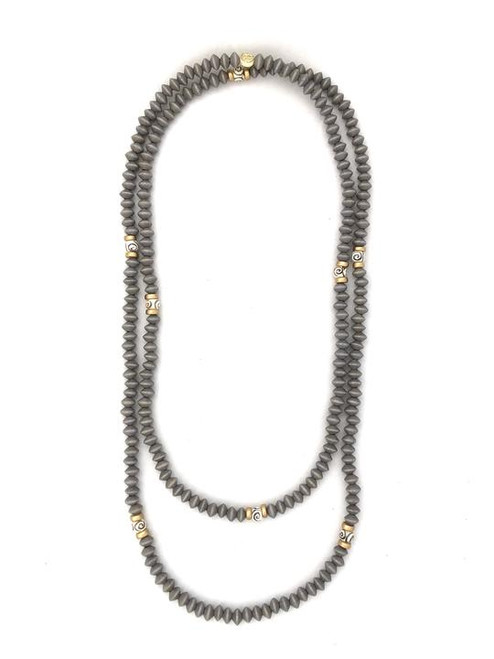 Long Wrap Necklace - Gray/Gold