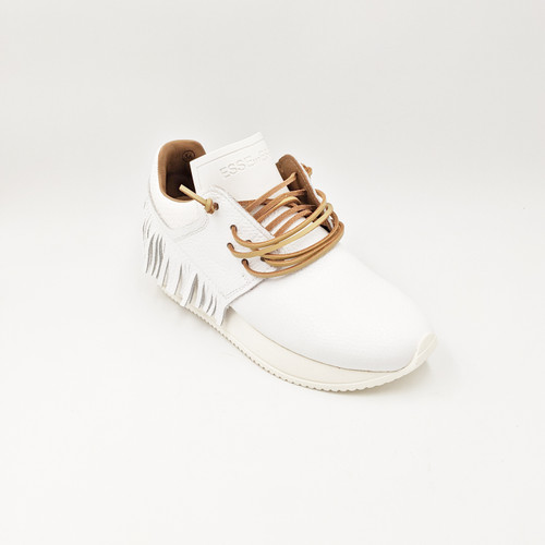 Leather Fringe Sneak - White