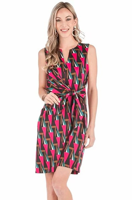 Side Tie Dress - Geo Print