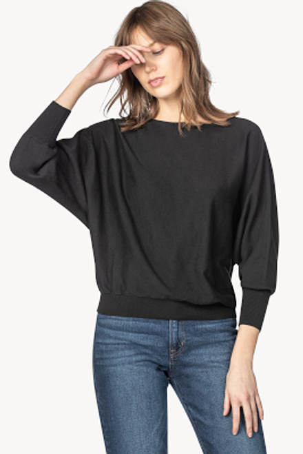 Dolman Sleeve Boatneck Sweater - Black